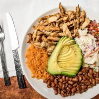Burrito Bowl  · Your choice of steak, chicken or pork carnitas with rice, pinto beans, lettuce, pico de gall...