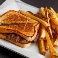 Patty Melt · beef patty w/ sautéed onions and bell peppers, pepper jack cheese on texas roast.