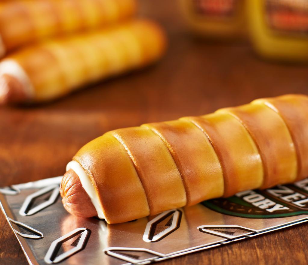 Pretzel Dog · A Philly Pretzel, wrapped around an all-beef hot dog with American cheese? Dreams do come true!