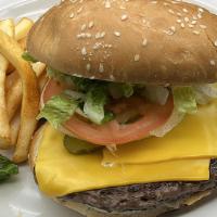 Quarter Pounder · Dressed w/ lettuce, tomatoes, pickle and onions. Mayo and mustard on side. Add fries, onion ...