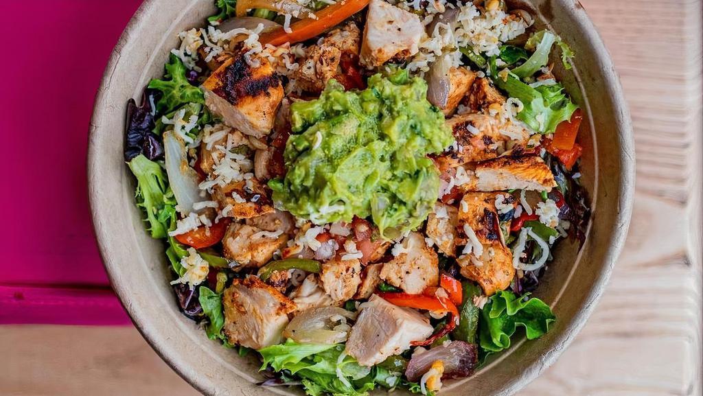 Keto Bowl · Choice of protein, grilled chicken, shredded chicken tinga, carnitas