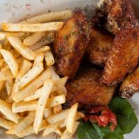 Wings With Fries · Hand tossed wings with fries. Choice of sauce.