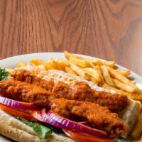 Buffalo Chicken Po-Boy · Dressed with lettuce, tomatoes, pickles, onions and ranch dressing.
