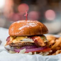 Fried Egg Burger · This is the best. Topped with American cheese and bacon.