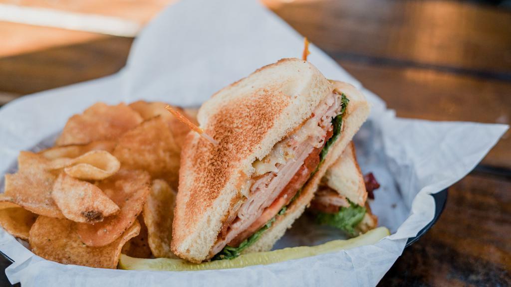 Chipotle Turkey Melt Sandwich · Fresh oven-roasted turkey, chipotle mayo, pepper Jack, bacon with tomato, grilled and served on Texas toast.