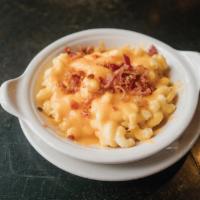 Kid Mac & Cheese · Baked mac and cheese with bacon. Served with fries or fruit.