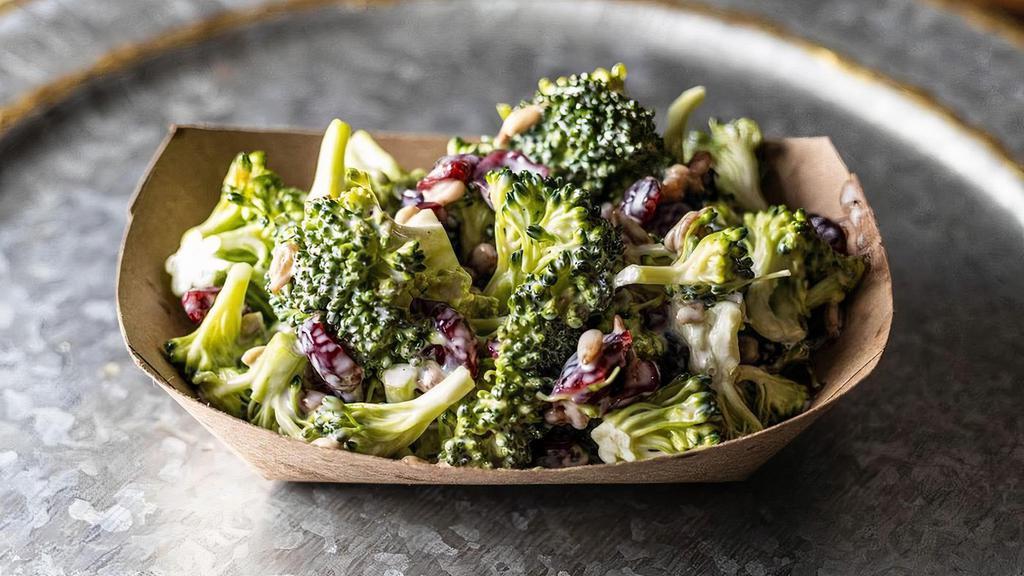 **Broccoli Salad · Fresh broccoli florets with sunflower seed kernels, tangy dried cranberries, tossed in a creamy dressing! Even kids love to eat this broccoli!