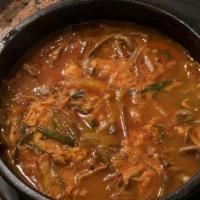Yuk Gae Jang · Shredded beef, mung beansprouts, and green onions in spicy beef broth and drizzled with egg ...