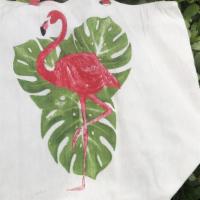 Flamingo Leaf Tote Bag · Large canvas tote bag with rope handles, perfect to carry groceries, beach gear or plants ho...