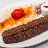 Beef Kabob · 2 Skewers of Fresh Ground Beef, Kneaded with House-Blend Spices & Parsley
