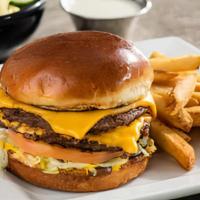 Double Cheeseburger Combo · All combos are served with fries. 

Condiments by request.