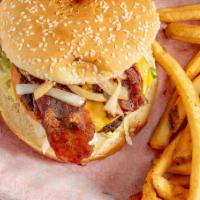 Bacon Cheeseburger Combo · All combos are served with fries. 

Condiments by request.