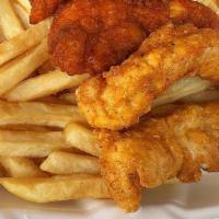 Chicken Tender Combo · All combos are served with fries. 

Condiments by request.