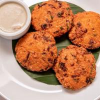 Dal Fritters (Vegan , Gluten Free) · Flat fritters made of ground dal(lentils) and cilantro, high protein, high fibre and low fat...