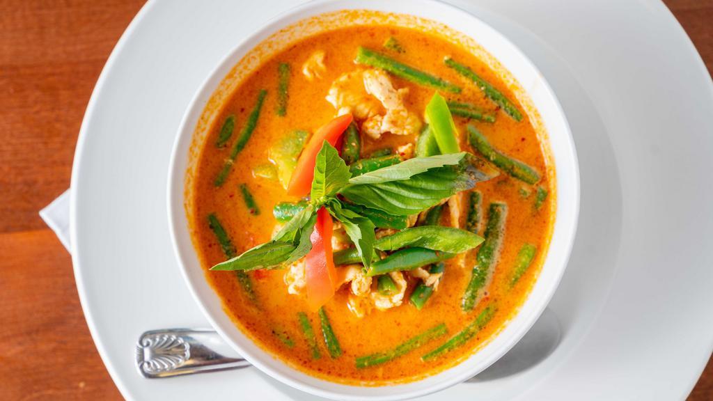 Red Curry · Simmered Red curry, mixed vegetables in coconut milk.