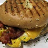 Boro Bagel Sammy · Fried egg, choice of meat, and American cheese in between your choice of bagel.