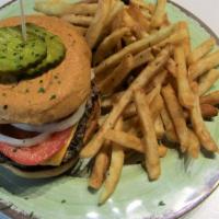 All-American · Half pound burger topped with American Cheese, fresh spinach, onions, and tomato. Includes c...