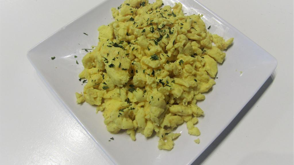 Scrambled Eggs · 3 Scrambled Eggs. Top with cheese of your choice as an option.