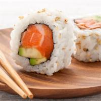 Salmon Sushi Roll · A delicious sushi roll made with nori (dried seaweed), rice, and salmon.