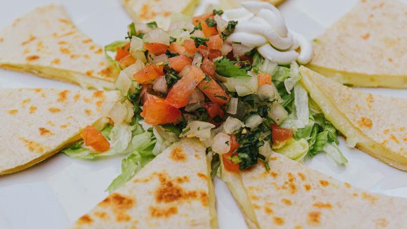 Kids Quesadilla · Cheese or chicken with refried beans and rice.