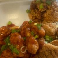 12 Wing Plate · 12 Boneless chicken wings with choice of up to 2 sauces. Served with Jambalaya rice (contain...