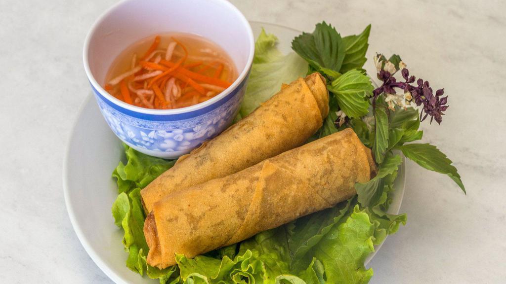Chả Giò Chay - Summer Veggie Rolls (2Pc) · Crispy Vietnamese eggroll stuffed with vegetables, tofu and bean thread noodle. Served with house special fish sauce.