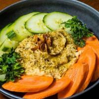 Hummus And Veggies · Garlic, Sumac, Carrots, Cucumbers