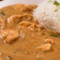 Etouffee & Rice · Your choice of shrimp or crawfish etouffee. Slow cooked with vegetables and mushrooms. Inclu...