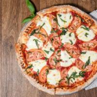 Margherita · Fresh sliced mozzarella and tomatoes, topped with fresh basil and oil you're your choice of ...