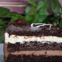 White & Dark Chocolate Mousse Cake · 
