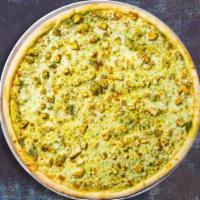Chicken Pesto  Pizza(Gf) · Certified gluten free dough topped with pesto sauce, chicken, tomato, green peppers and prem...