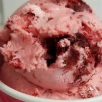 Red Velvet · Creamy cream cheese ice cream layered with red velvet cupcakes.