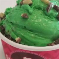 Mint Chocolate Chip · Creamy mint ice cream layered with chocolate mint  pieces.