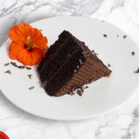 Decadent Chocolate Torte · Rich round chocolate ganache fudge cake.