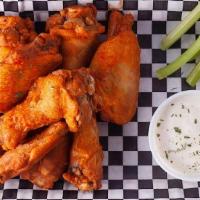 Wings · Crispy jumbo wings (8) served with celery and ranch.
