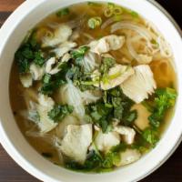 Pho Noodle Soup · Rice noodles with bean sprouts, basil leaves, scallions, onions, fresh jalapeno peppers, cil...