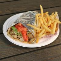 Philly Chicken · Provolone, onions, peppers, mushrooms, lettuce and tomato, with fries And Drink