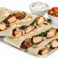 Special-Dilla · Jack cheese with blackened chicken, black beans and spinach. Served with sour cream and pico...