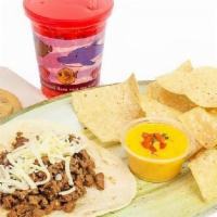 Kids Taco · Taco beef and cheese in a soft flour tortilla or hard corn taco shell.