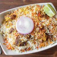 Master Mutton Fry Biryani · Pieces of mutton cooked in an Indian clay oven till char grilled and marinated with herbs, I...