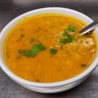 Lentil Soup · Vegetarian. Vegan. Gluten free. Velvety Yellow lentil simmered with cumin. 8oz
