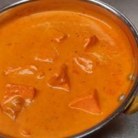 Chicken Tikka Masala · Gluten free. Oven-roasted chicken white meat cooked in a special creamy tomato, onion sauce ...