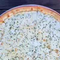 Classic White Pizza · Ricotta cream sauce topped with Mozzarella cheese.