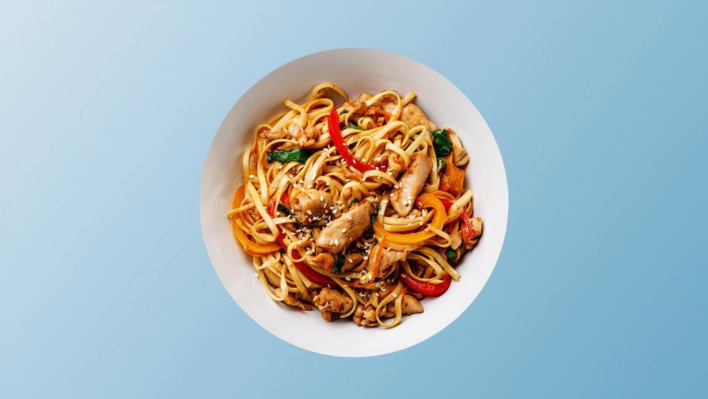 Chili Chicken Noodles   · Noodles stir-fried with fresh chicken, fresh seasoned mixed vegetables, and Indo-Chinese shezwan sauce.
