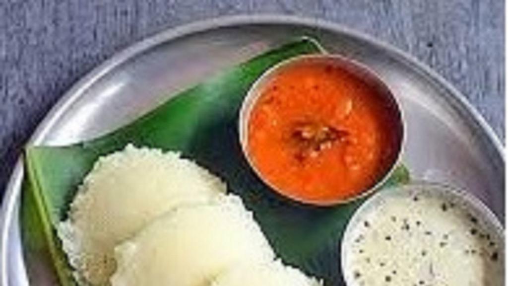 Idli 3Pcs · Steamed Rice Cake Served with Chutneys and Sambar (Lentil Soup)