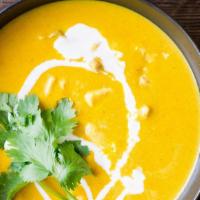 Mulligatawny Soup · Curry soup made from broth of lentils and fried onions.
