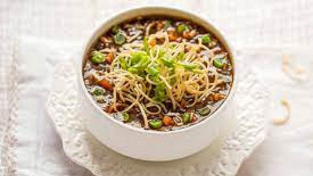 Veg Monchow Soup · Spicy and hot Indo-Chinese soup made from mixed vegetables.