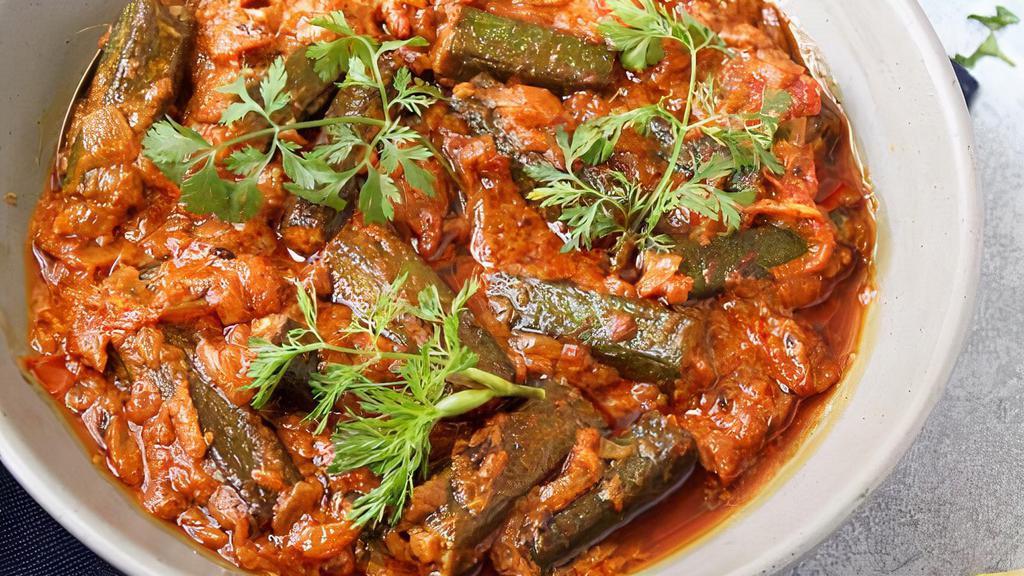 Bhendi Masala · A popular South Indian Dish made with Okra in an onion and tomato gravy and home spices.