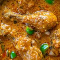 Kadai Chicken · Chicken Cooked in Onion based Gravy with Diced Onion and Bell Pepper.