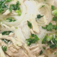 Phở Ga- Chicken Noodle Soup · Noodle soup with tasty, natural chicken broth and shredded chicken meat.
